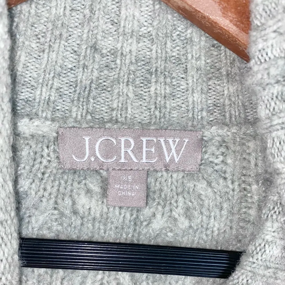 J. Crew Cable-Knit Turtle Rollneck Grey Merino Wool Blend Knit Pullover Sweater - Image 5