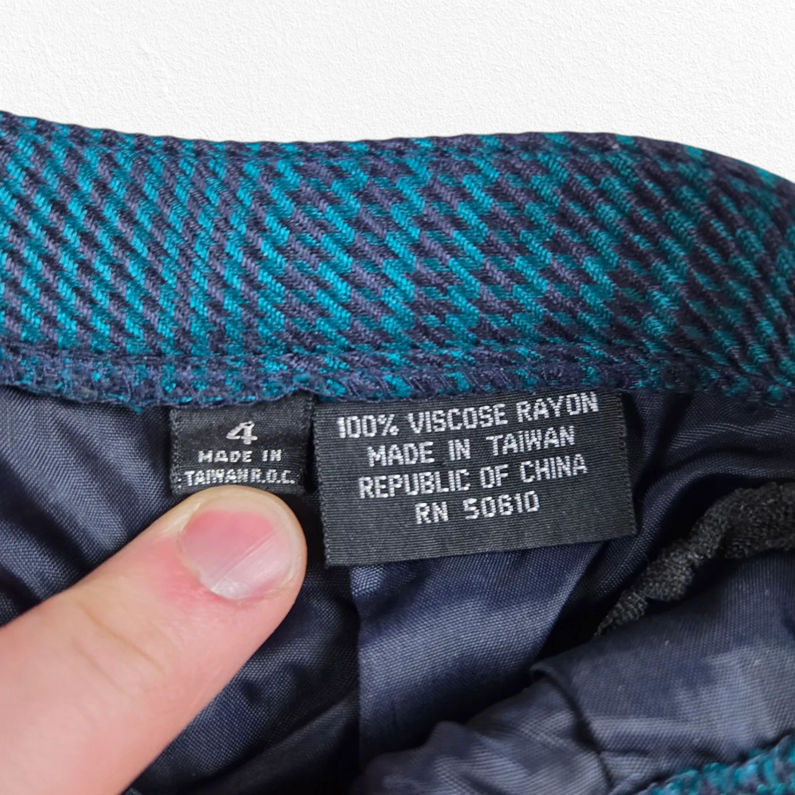 Vintage 80s Green Navy Houndstooth Retro Officecore Power Skirt Suit Set Size 4 - Image 14