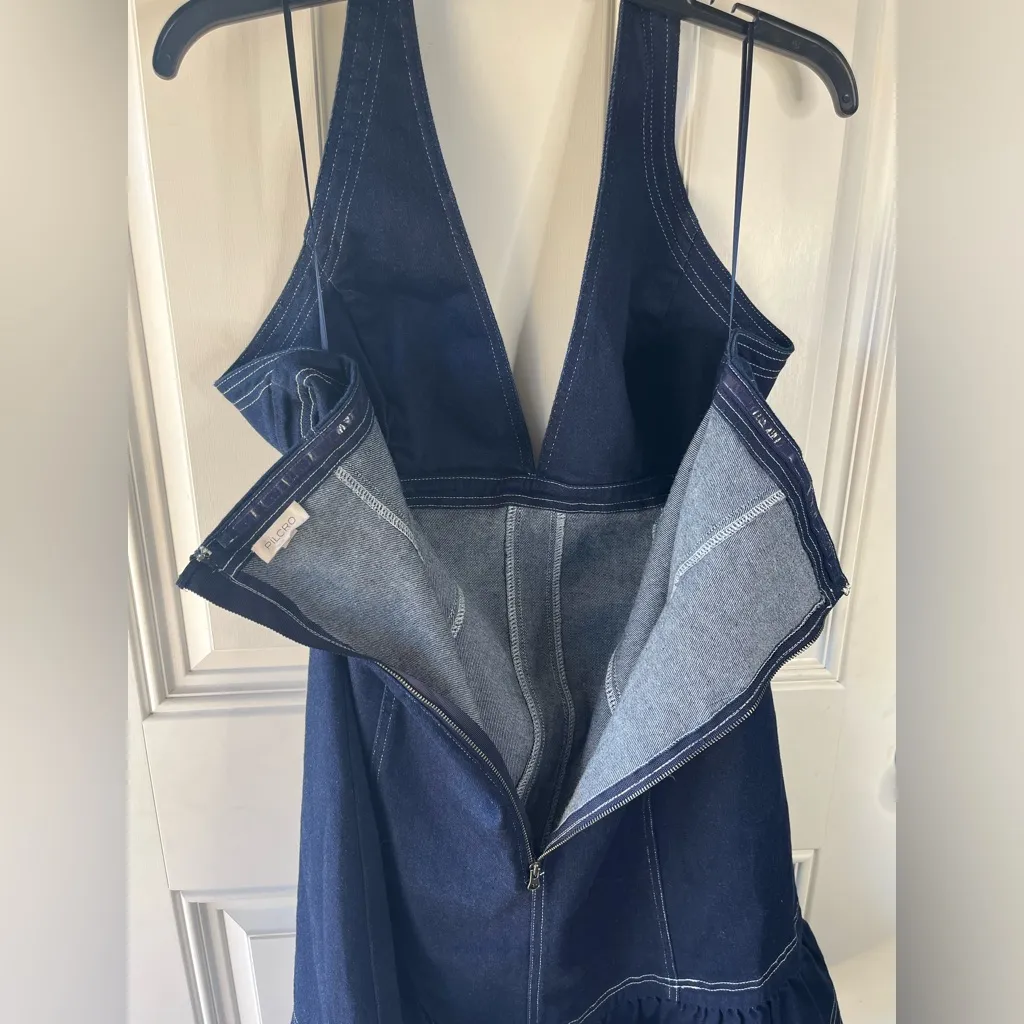 NEW Pilcro Anthro Denim Halter V-neck Open-Back Mini Dress women’s size Xl - Image 8