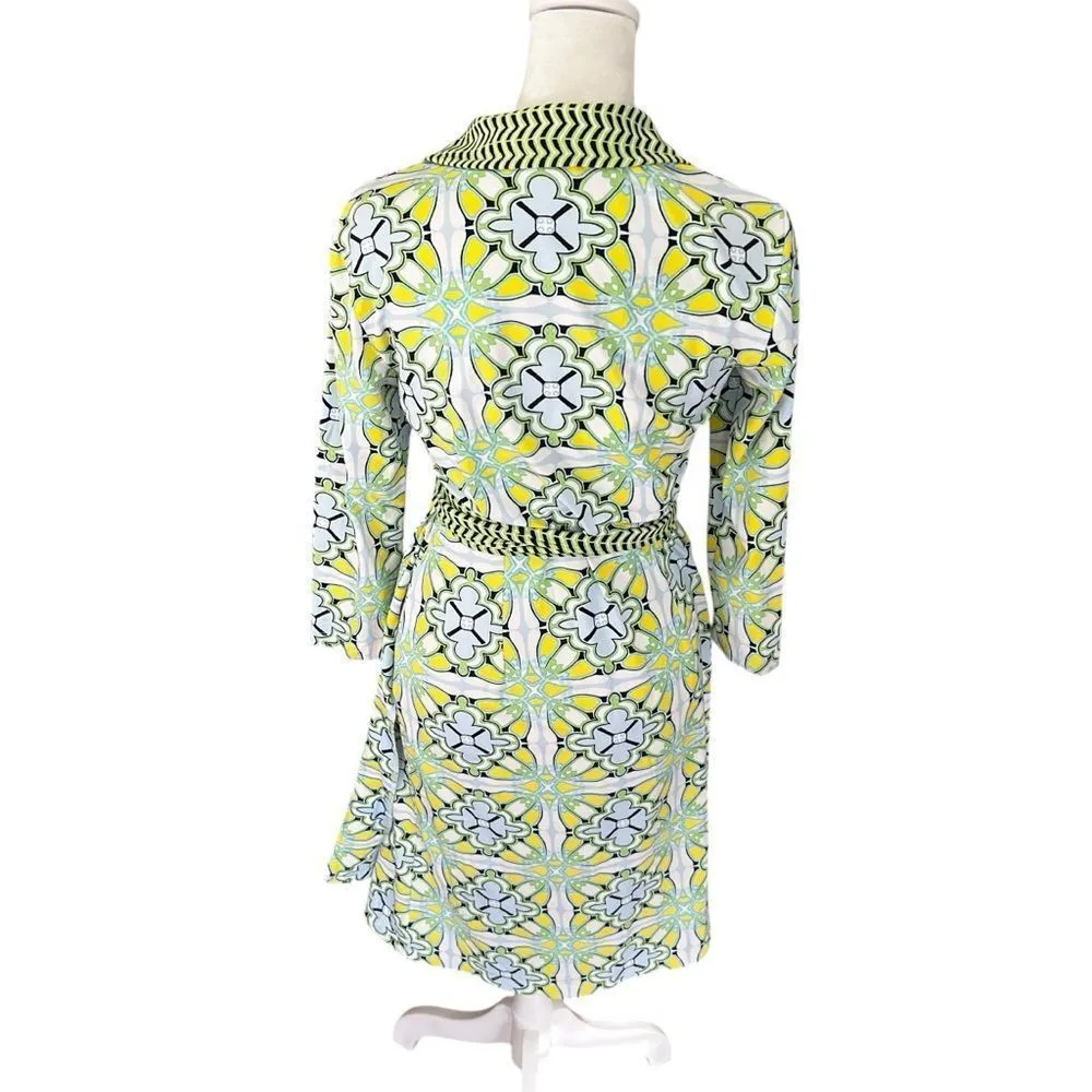 J McLaughlin Wrap Catalina Cloth Geometric Print Collared Knee Length Dress S - Image 5