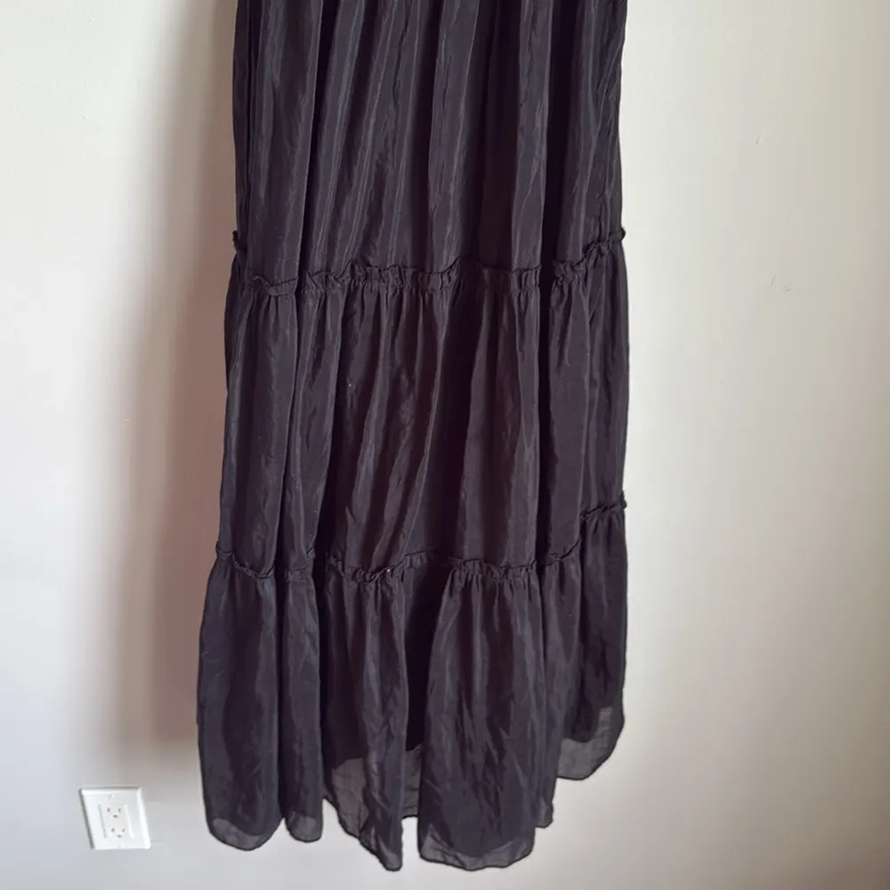 Antonio Melani Black Rosalia Tiered Puff Sleeve Silk Peasant Dress small - Image 10