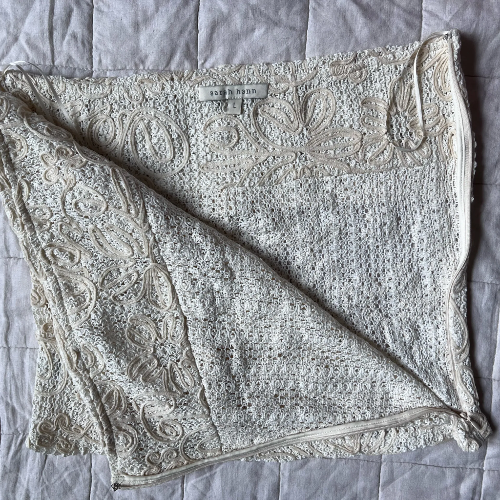 Sarah Hann Cream Lace & Sleeveless Tube Top Y2K Whimsical Romantic- Large - Image 2