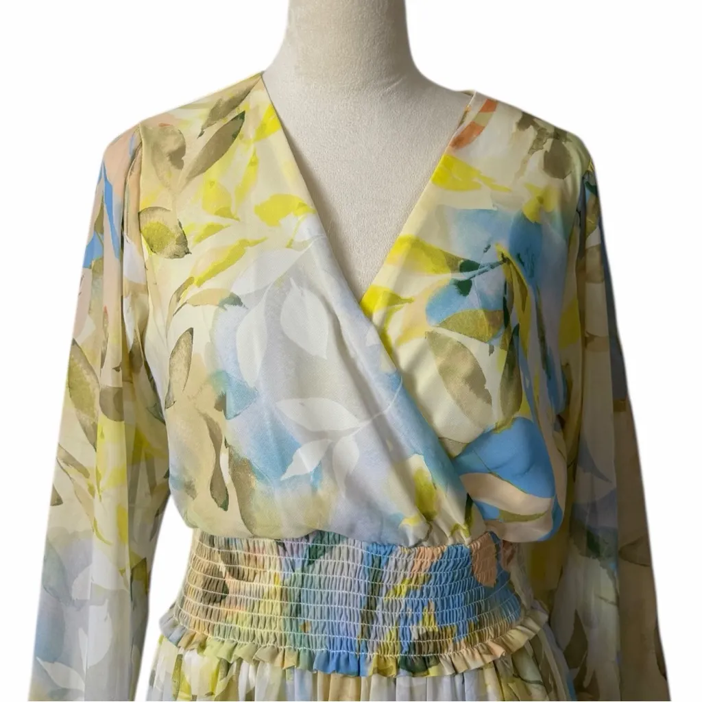 Laundry by Shelli Segal Long Sleeve Maxi Dress Yellow Floral Women’s Size 10 - Image 7