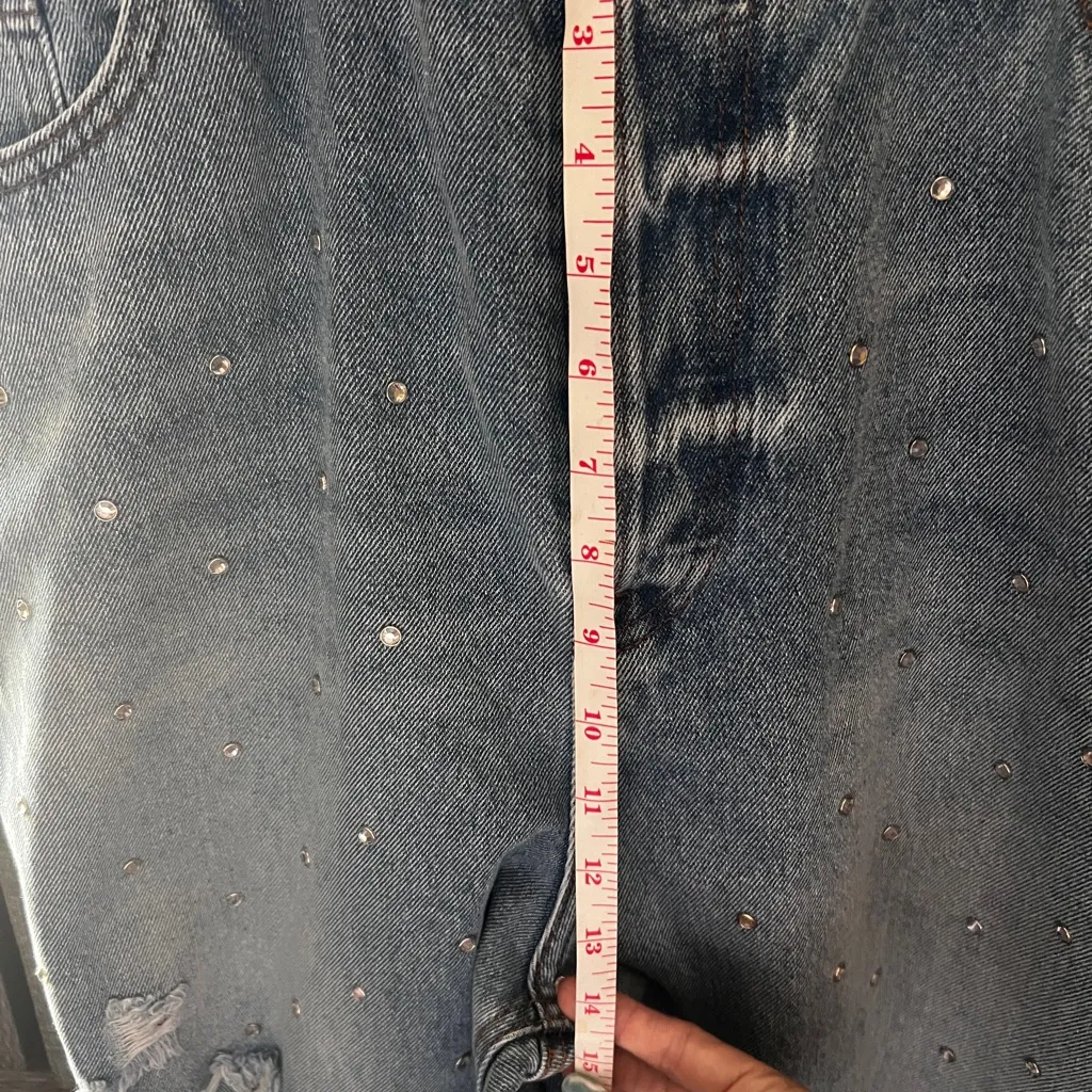 Women's simple society Distressed Studded Jeans - Image 4