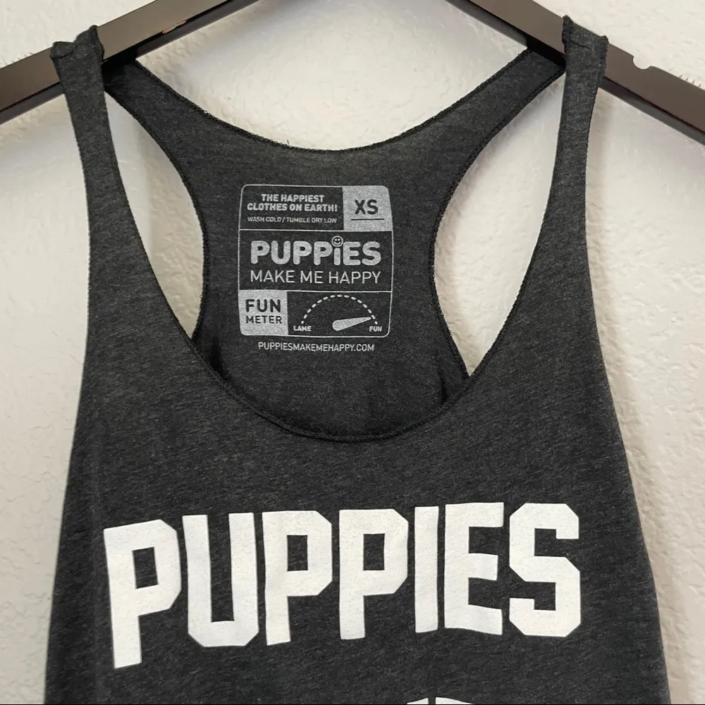 Puppies Wine And I’m Fine Black Heathered Racerback Tank XS - Image 2