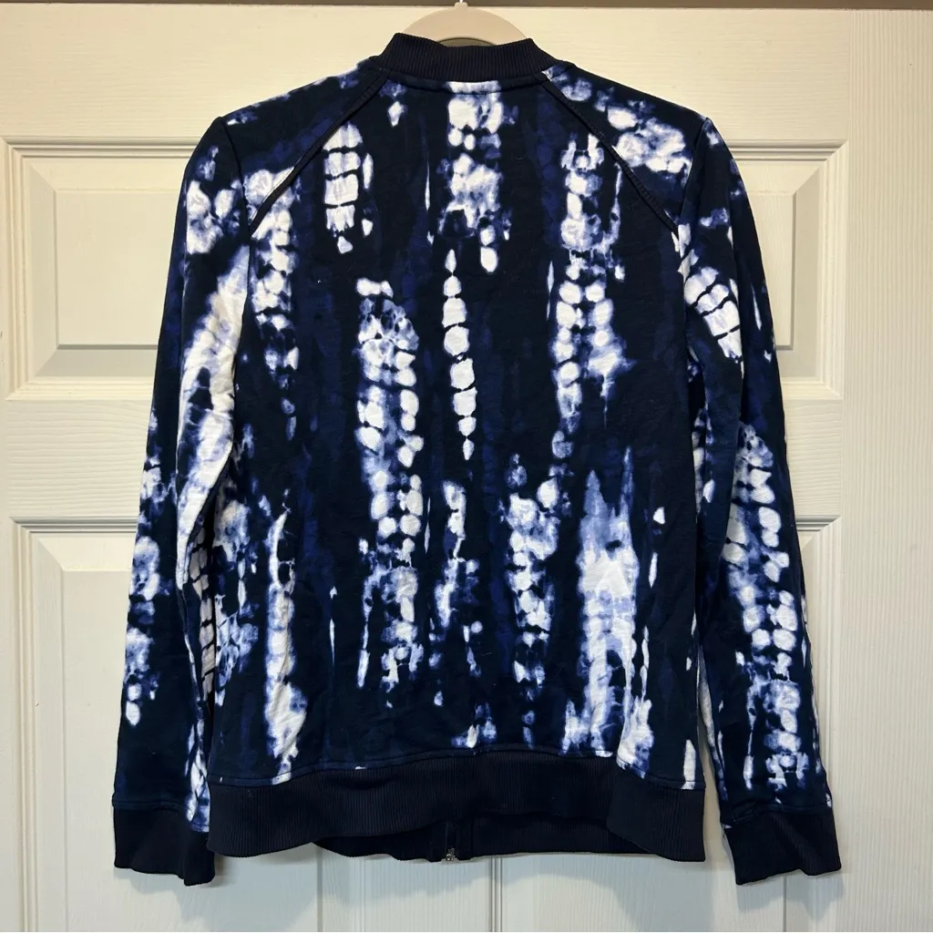 Jones New York Sport Navy Blue White Tie Dye Long Sleeve Zip-Up Jacket NWT - Image 2