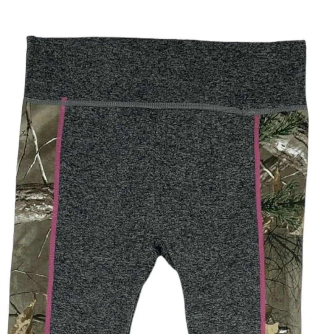Realtree Camo Women's Cropped Legging Heather‎ Gray Green Camo Pink Accents S/M - Image 3