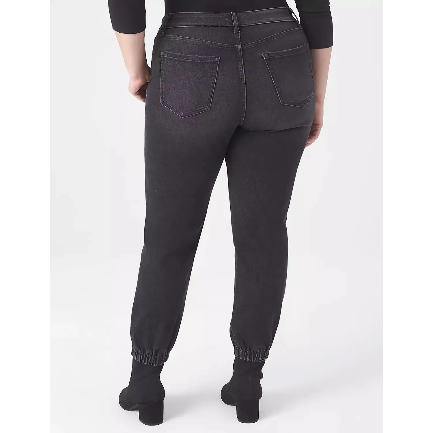 Lane Bryant Womens Jeans Sz 28 Signature Fit Boyfriend‎ Cozy Jogger Black Wash - Image 2