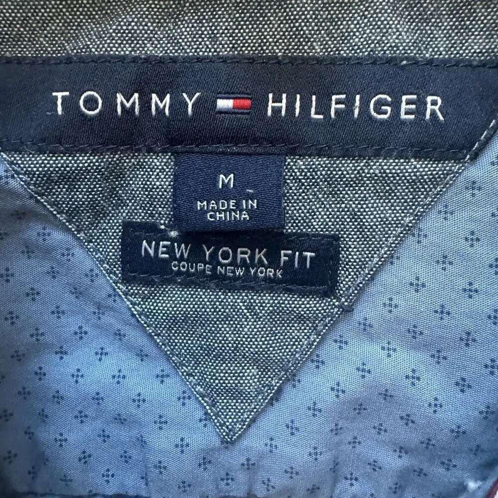 Tommy Hilfinger Women's Blue Patter Button Up Long Sleeve Shirt M New York Fit - Image 3