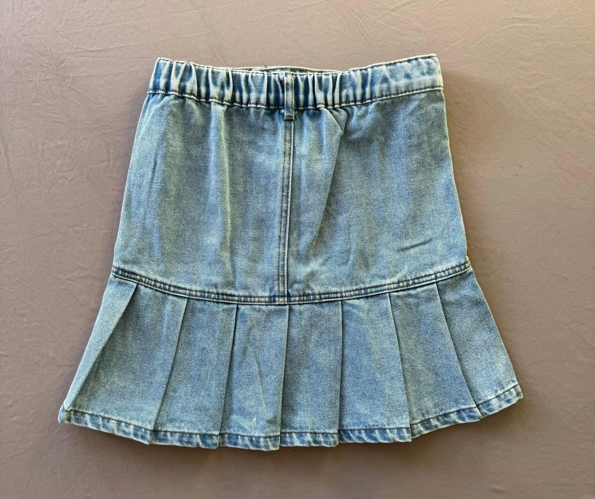 Pleated A Line Mini Denim Skirt Blue Size XXS - Image 7