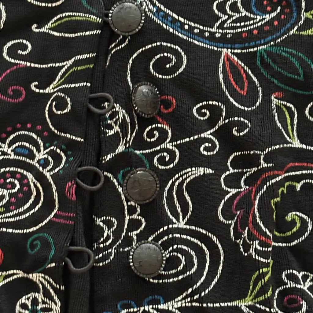 Coldwater Creek Black Embroidered Jacket Small 3/4 Bell Sleeve EUC - Image 4