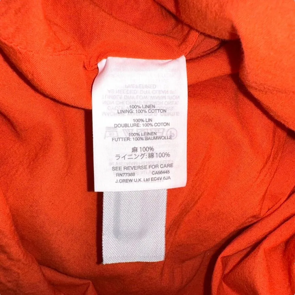 J. Crew Linen Orange Faux Wrap Ruffle Skirt 0 - Image 4