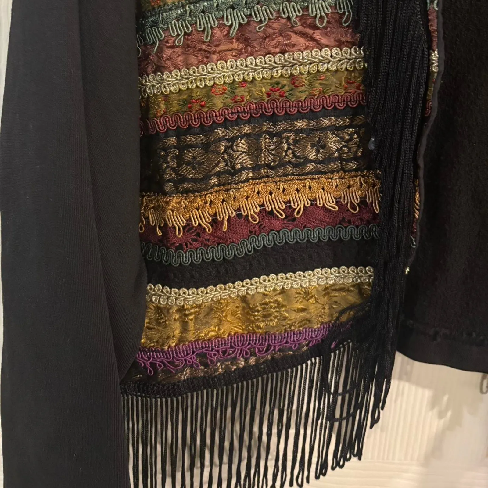 Jou Jou Black fringe jacket with multi coloured Size M - Image 2