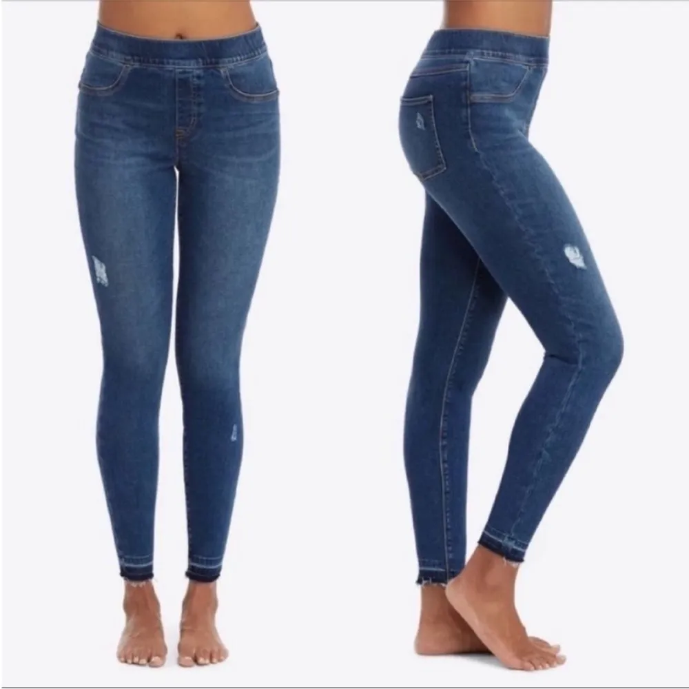 Spanx Distressed Ankle Skinny Jeans High Waisted Pull On Stretch Size M - Image 2