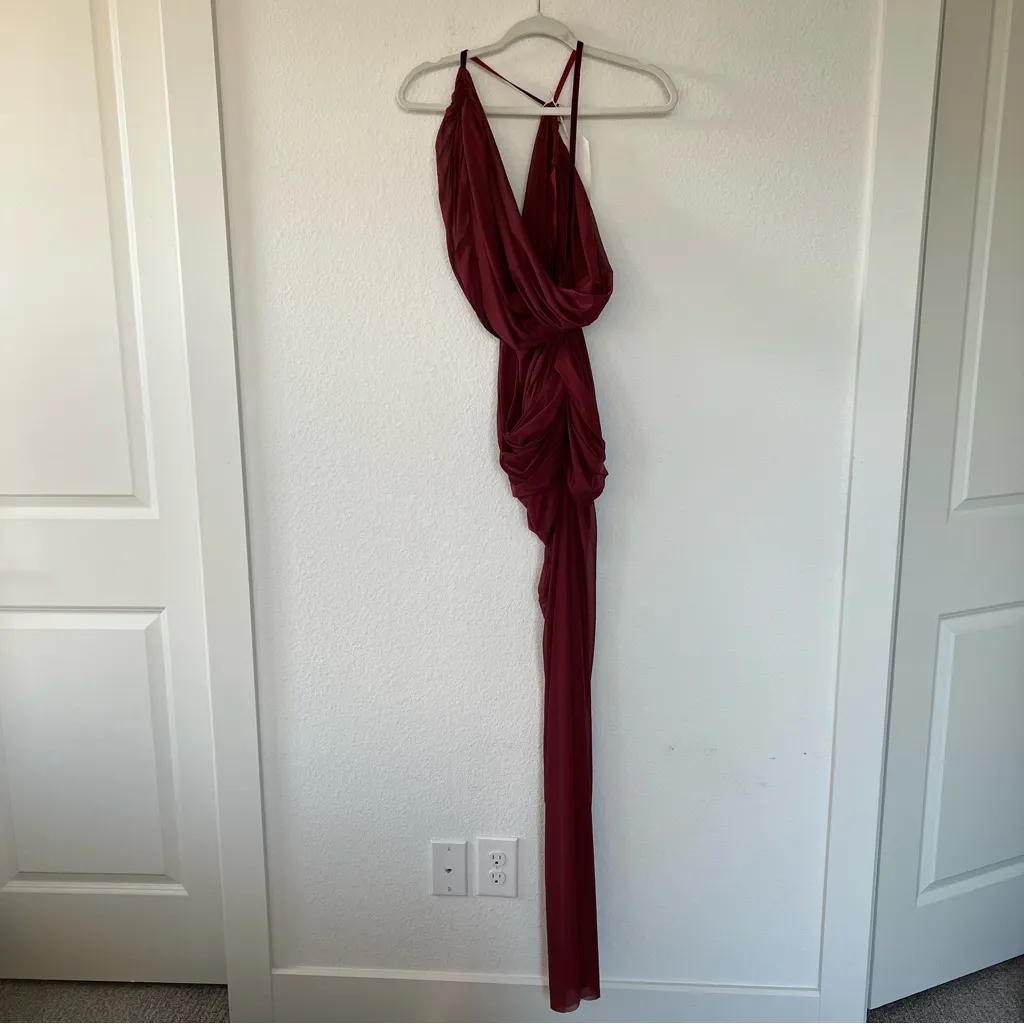 New Bronx and Banco Runway Natalia Runway Gown Dress in Burgundy Red - Image 6