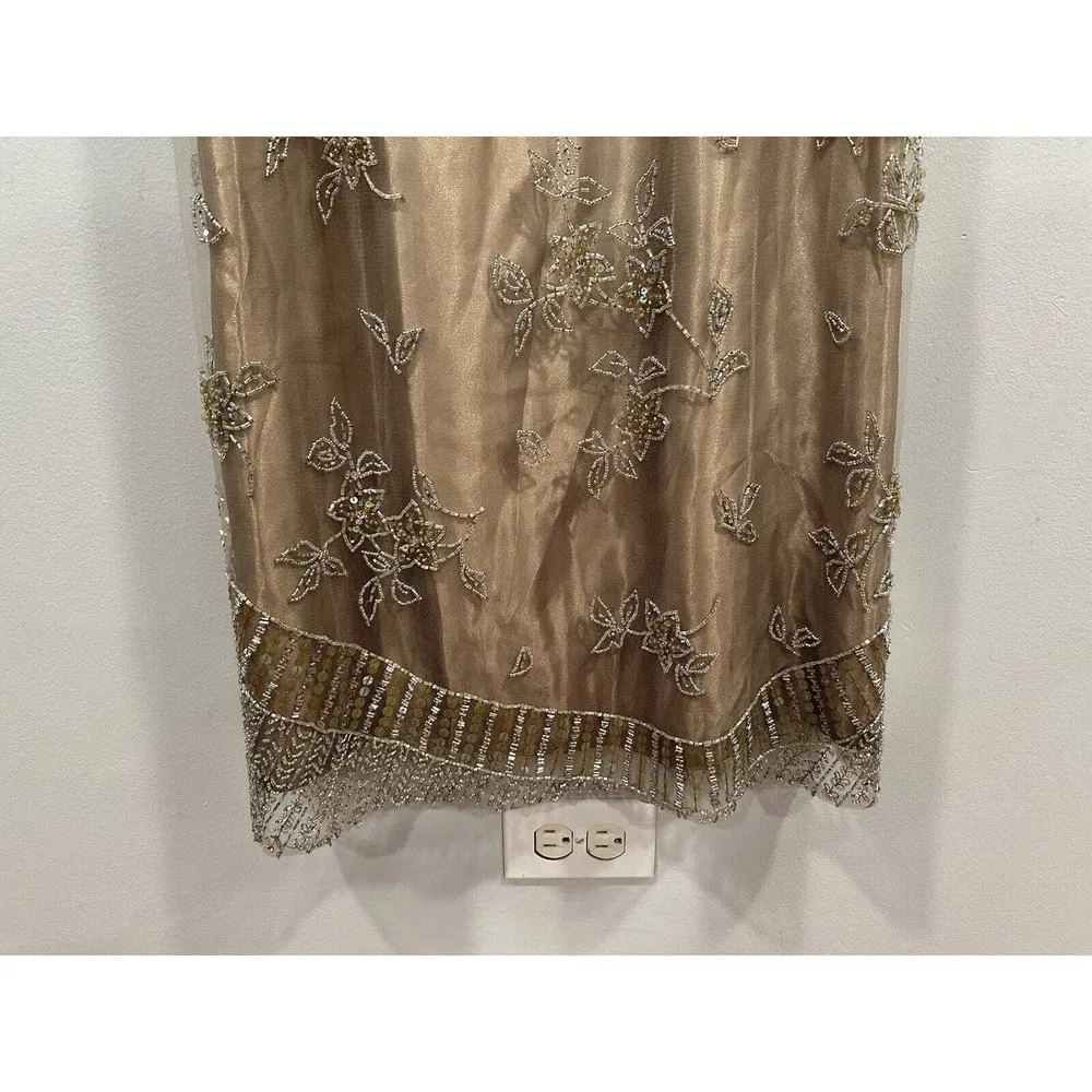 Matini Y2K Gun Metal Beaded Gold Gown Prom Dress Size 8 NEW - Image 2