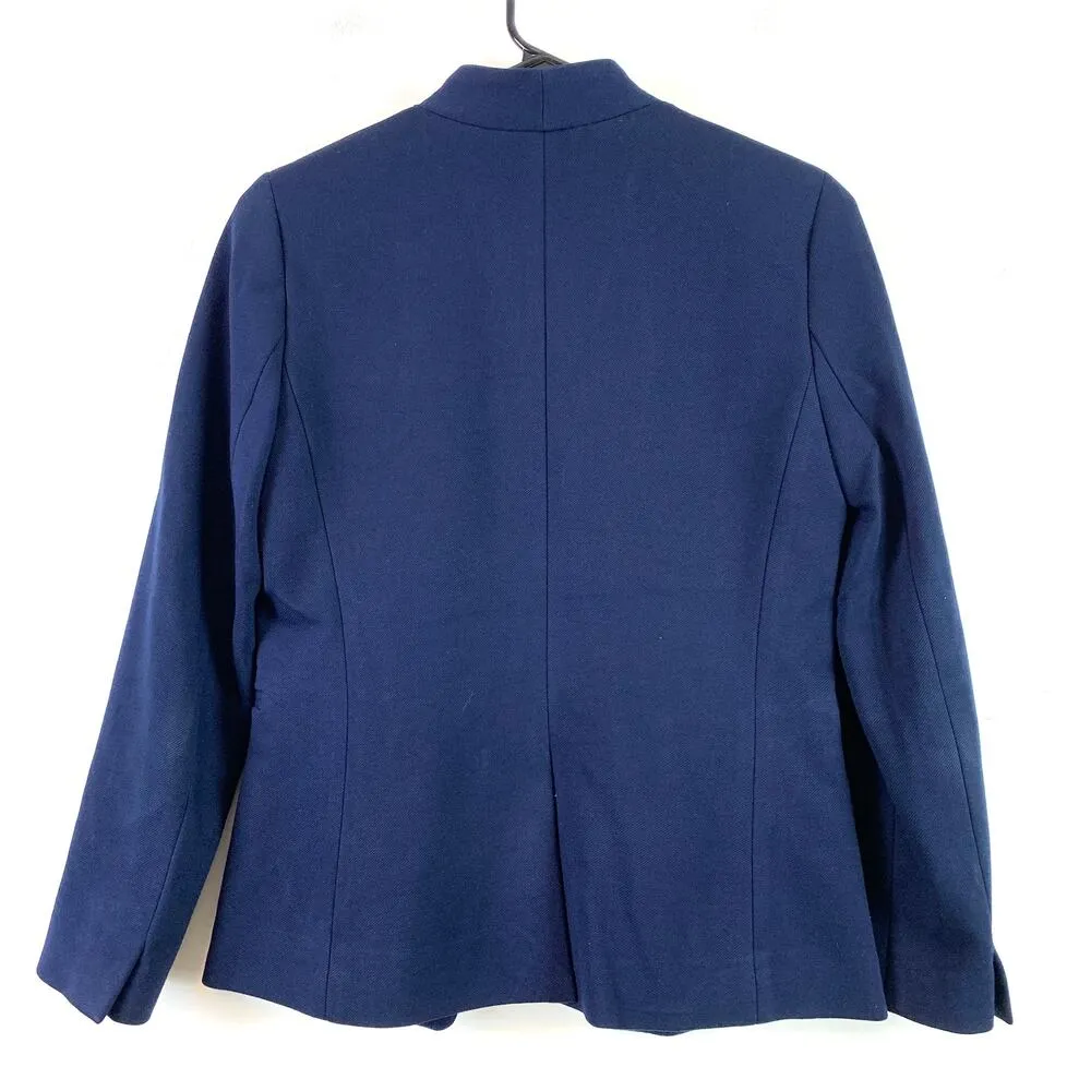 J. Crew Going-Out Open Front Blazer Suit Jacket Stretch Twill Navy Blue Size 2 - Image 6