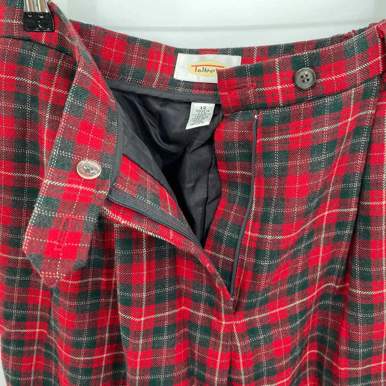 Vintage Talbots Trouser Pants Womens 12 Red Tartan Plaid‎ Wool Lined High Waist - Image 7