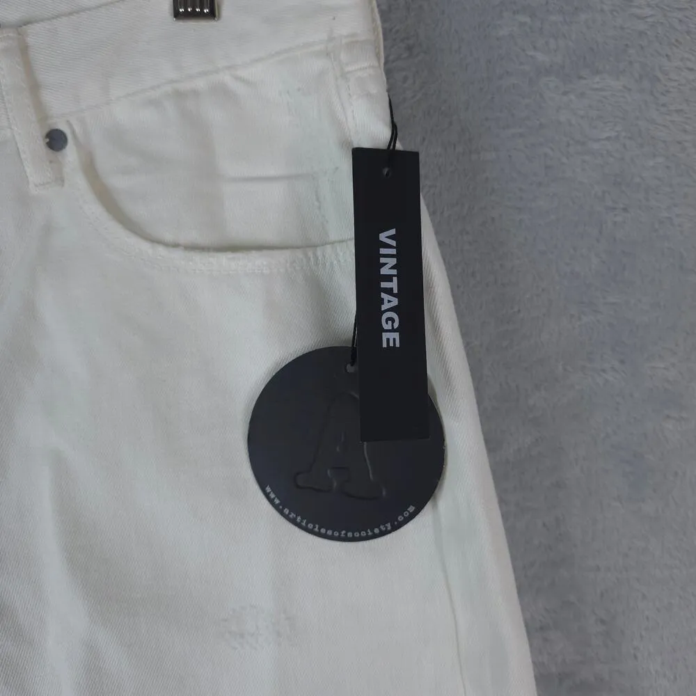 Articles of Society Shorts Womens 29 White Cotton Distressed Cut Off 4" Inseam - Image 3