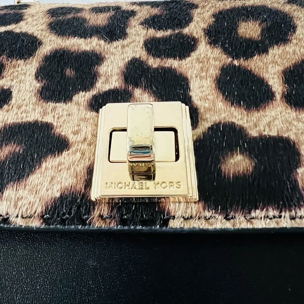 MICHAEL KORS Natalie Cheetah Natural HairCalf XL Wallet On A Chain Crossbody Bag - Image 3