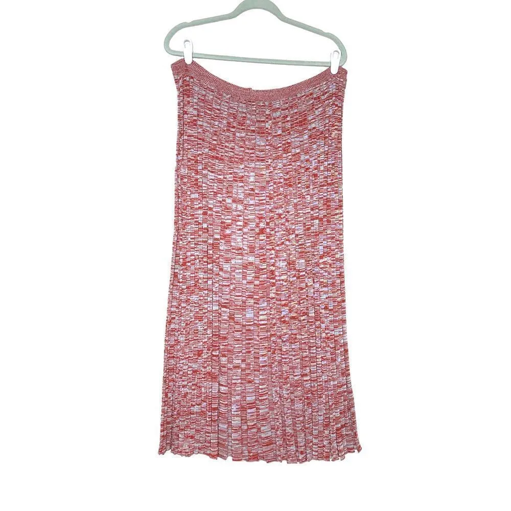 Christopher Esber Mélange Pleated Knit Tie Ribbed Maxi Skirt Red Medium Marled - Image 12