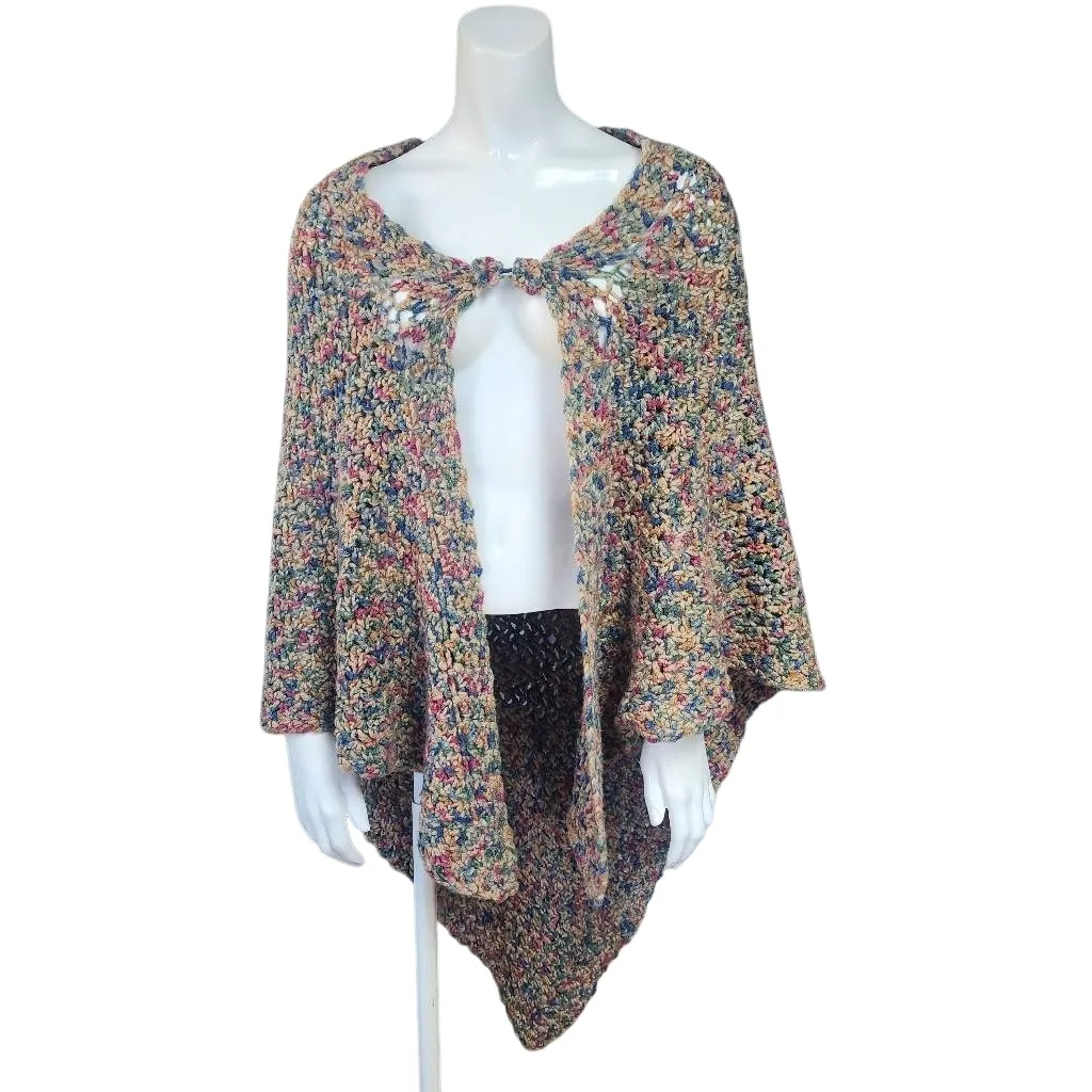 Hand Crafted Crocheted Multicolored Shawl Blue - Image 2