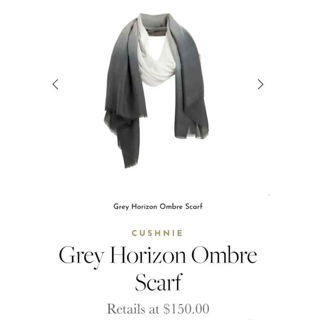 Cushnie Black White Ombre Print Fringe Polyester Rectangular Scarf - Image 5