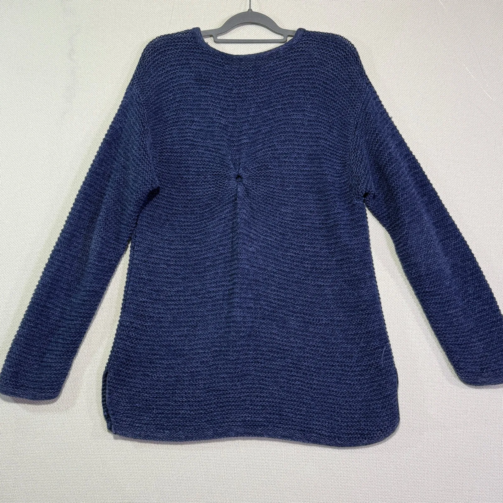 Barneys New York Blue Knit Sweater Ramie Cotton Blend Women's Pullover Top - Image 3