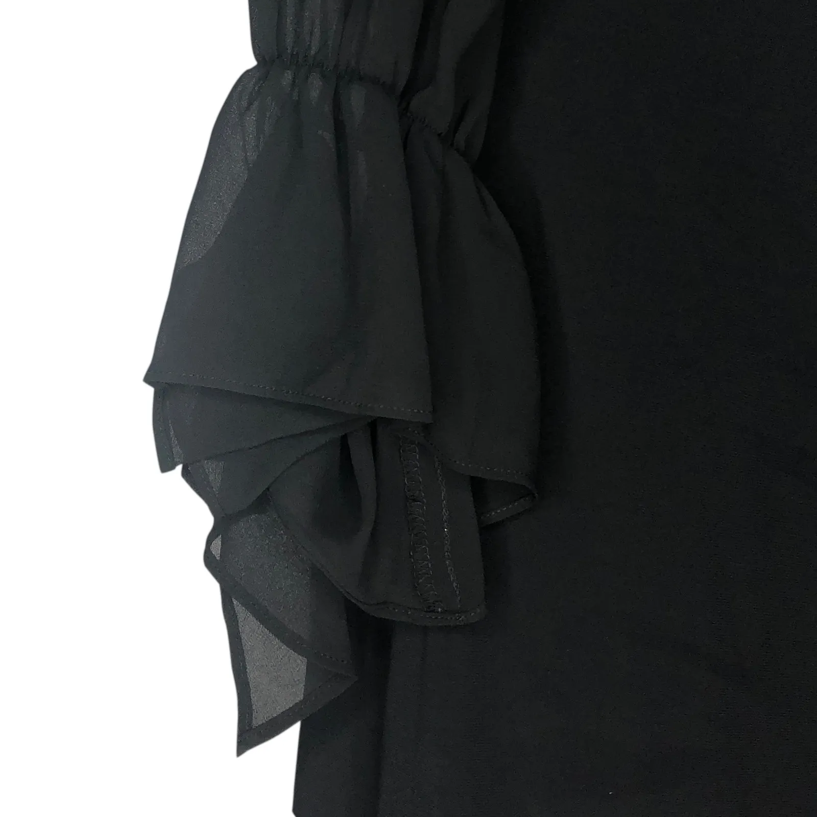 Lauren Ralph Lauren Black Petite Sheer Sleeve Dress - Image 3