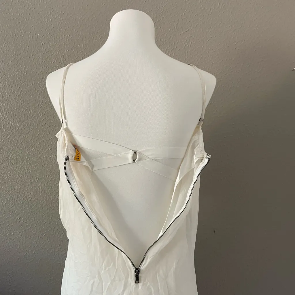 Alice + Olivia Silk Cream Mini Dress - Image 7