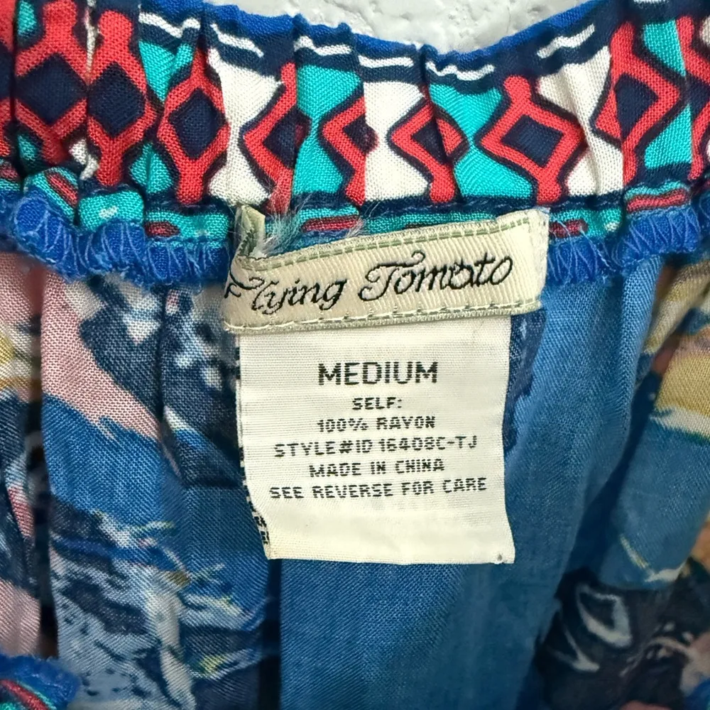 Flying Tomato Royal Blue Floral High Low Ruffle Off Shoulder Dress Medium M - Image 7