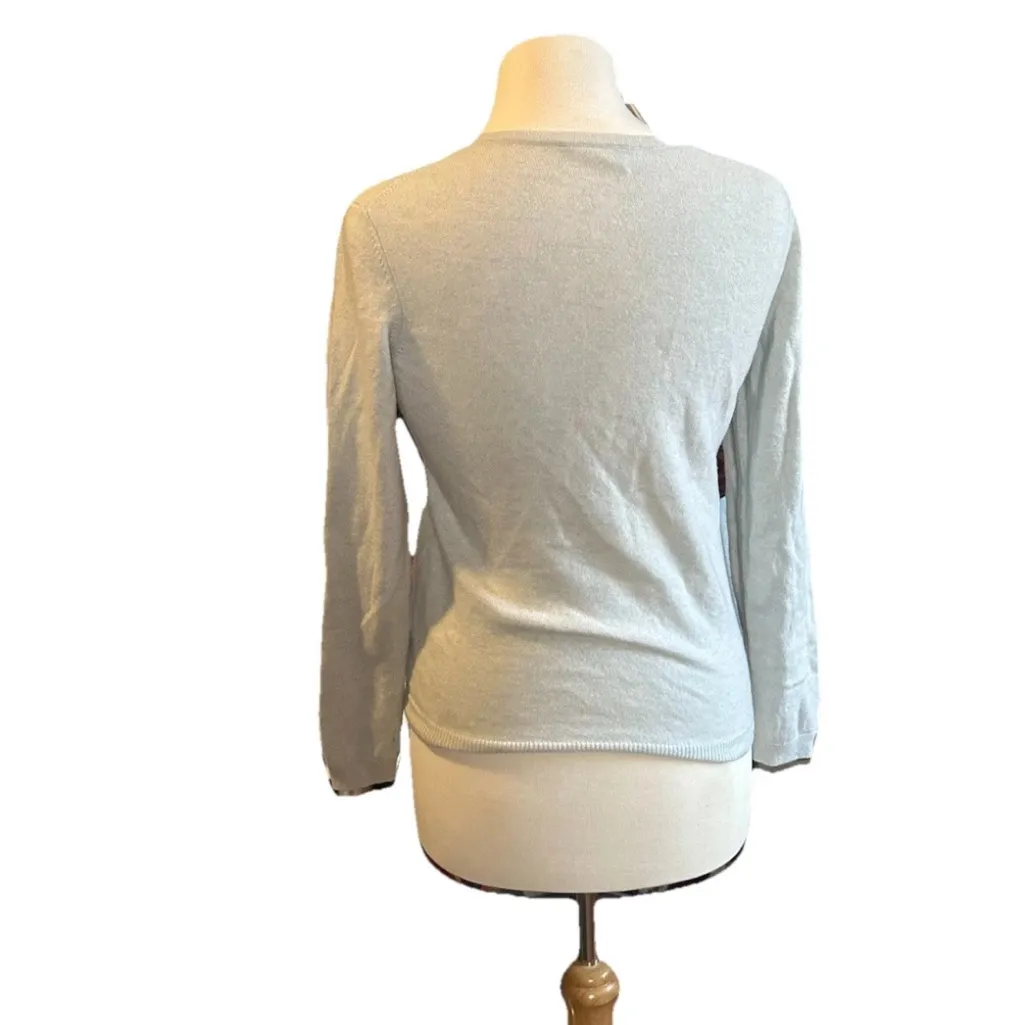 PURE Collection Blue Marble 100% Cashmere Crew Neck Sweater Small US6 UK12 Flaw Size 6 - Image 3