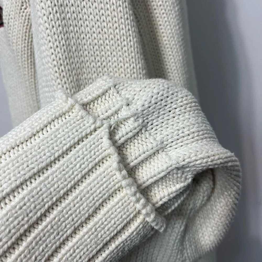 Vintage Harley Davidson Heavy Zip Cardigan Turtleneck Sweater Sz 2W Cream Tan - Image 3