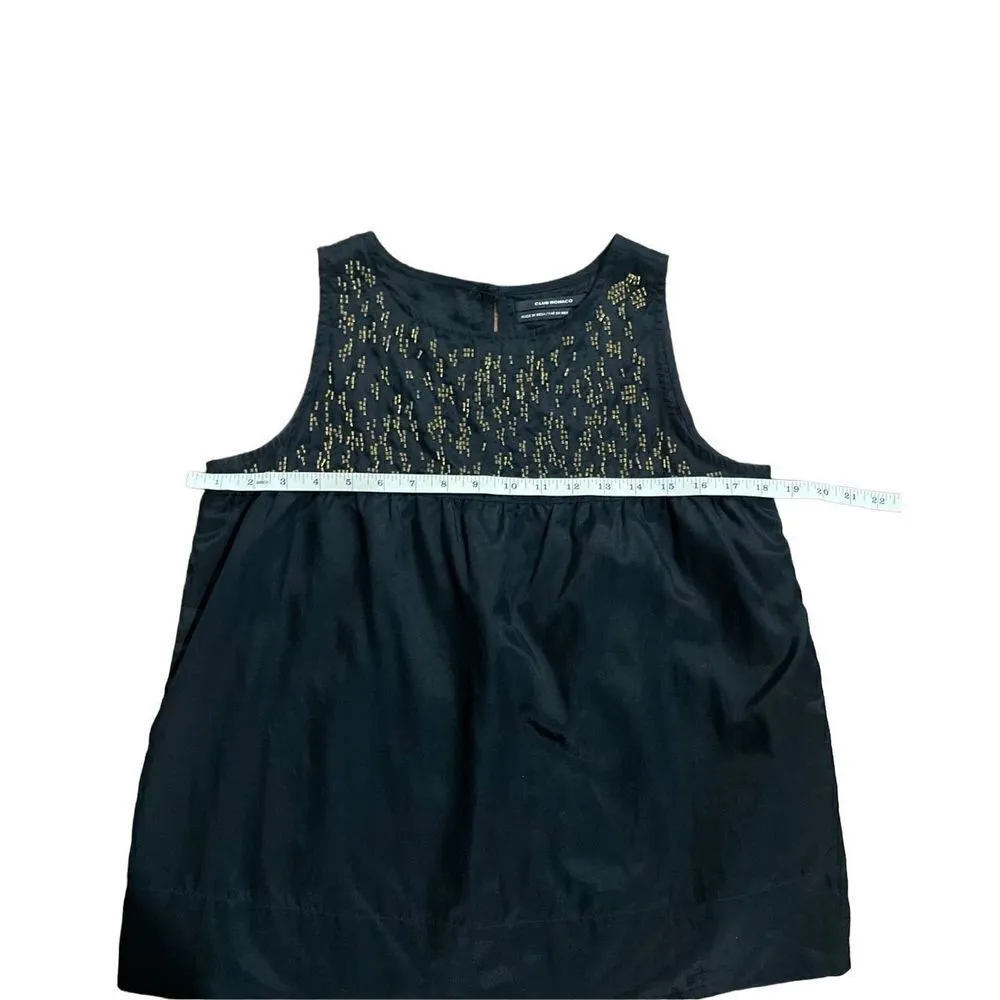 Club Monaco black silk blend sleeveless top with gold embellishments sz XS - Image 4
