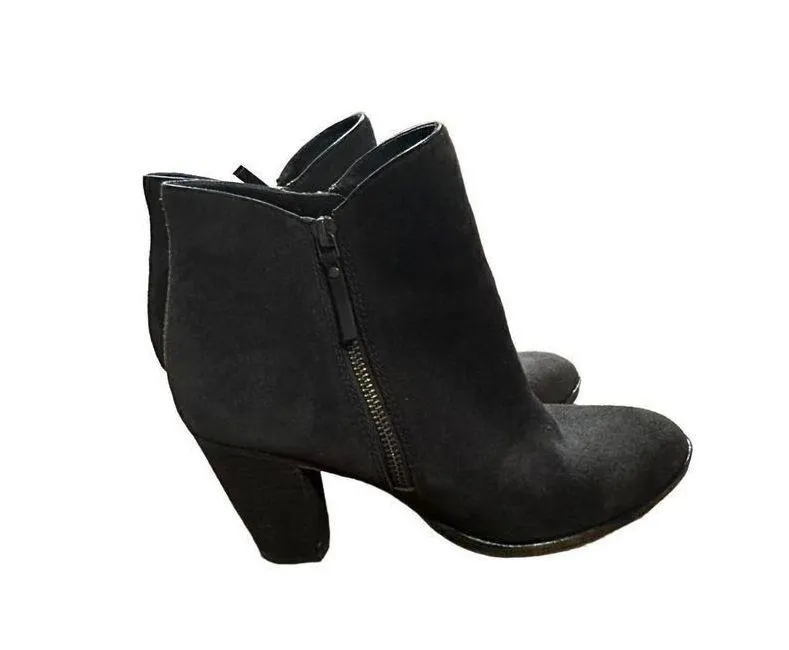 Cole Haan Double Zip Dark Brown Suede Leather Ankle Boot Heel Bootie Women's sz - Image 2