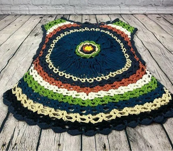 Solution Multicolored Bohemian Open Knit Sleeveless Pullover (A21) Size undefined - Image 1