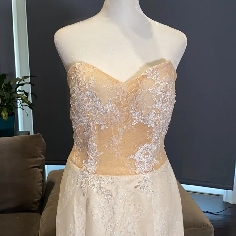 Women’s Strapless Formal Wedding Party Dress Size 4 &extra long train cape *READ - Image 3