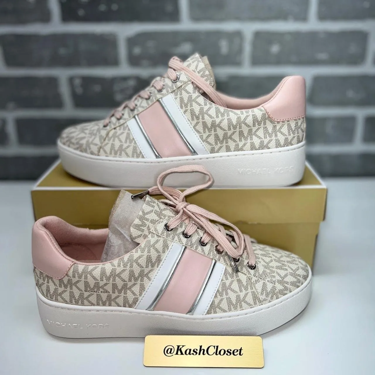 Michael Kors Powder Blush Poppy Stripe Sneakers - Image 2