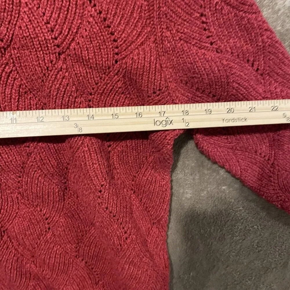 Sundance Sweater Womens Turtle Neck Red Petite XL PXL Scalloped Holiday Long Slv - Image 7