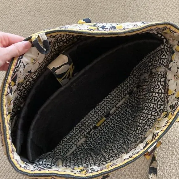 Vera Bradley Vera Laptop Quilted Tote Bag Yellow Black Toggle Large Size FLAWS - Image 6