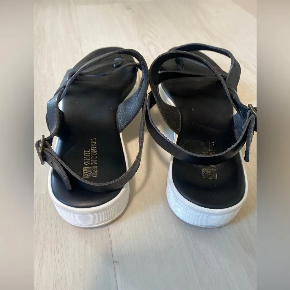 White Mountain Canal BLACK Leather Sandals size 10 - Image 4