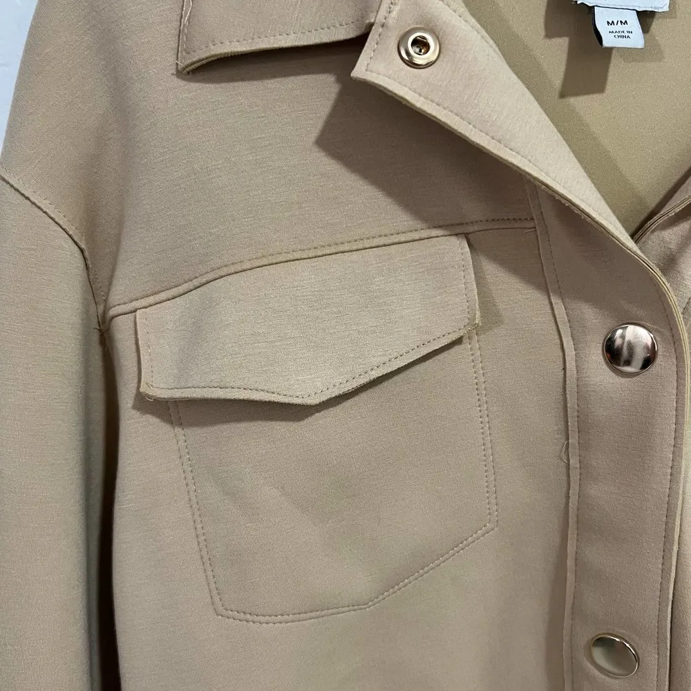 Joie Camel Tan Cropped Knit Utility Jacket with Gold Buttons  Size Medium - Image 4