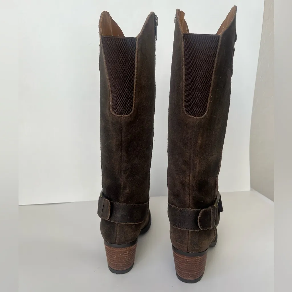 Born Loreza western tall leather boots harness buckle 6 Brown - Image 7