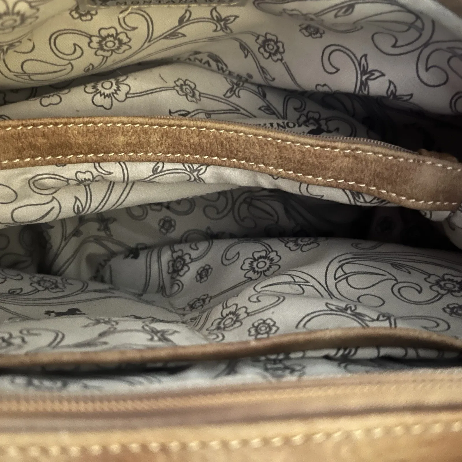 Montana West Western Boho Fringe Hand Bag Faux Leather Tan Choncho Medallion - Image 14