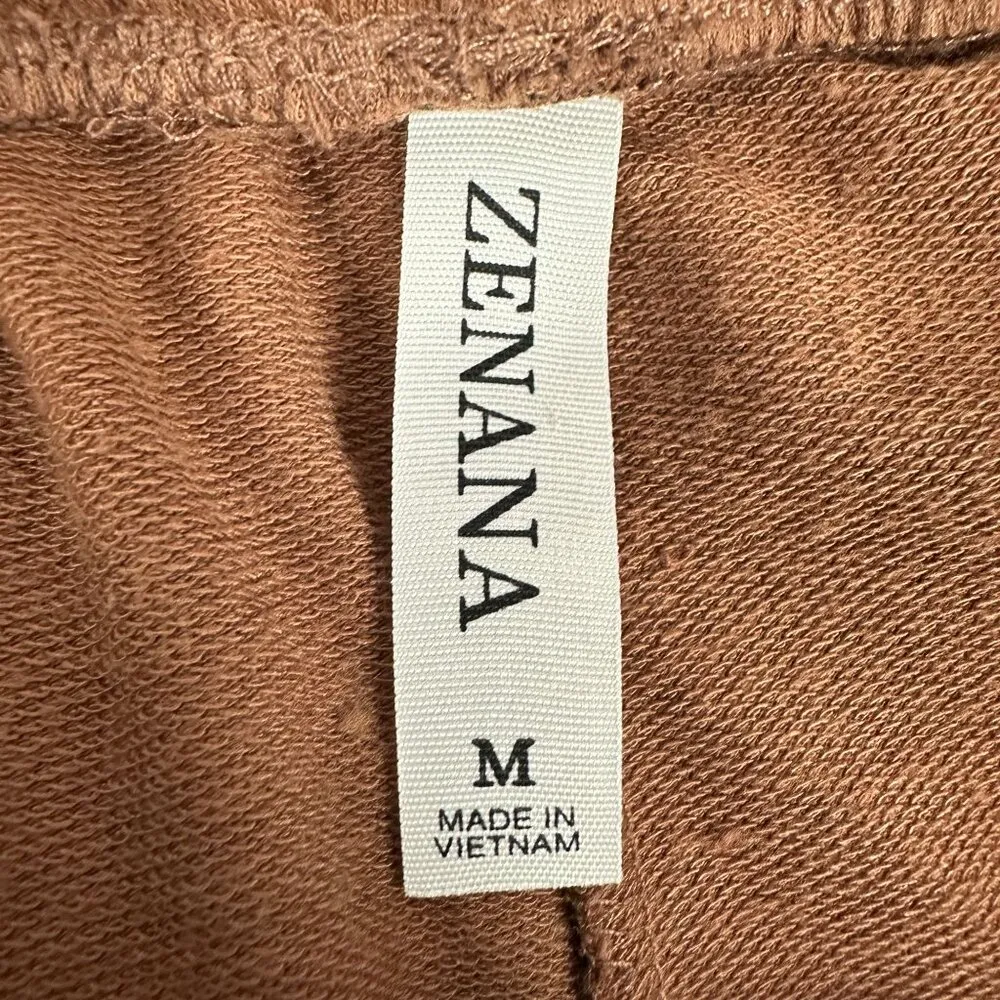 Zenana Womens Jogger Pants Size M Brown Elastic Waist Drawstring Tapered Leg - Image 4