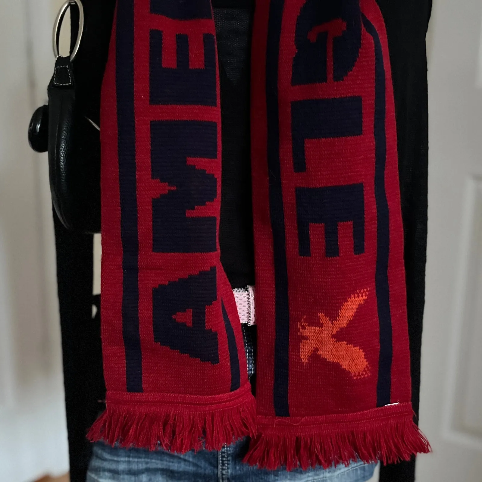 American Eagle Outfitters | Dark Red Big Text Logo Scarf - Image 3