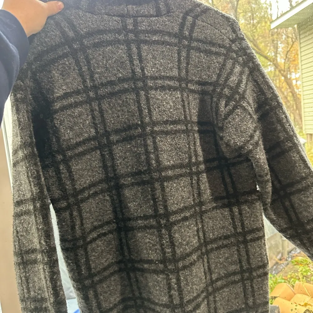 Zara Charcoal and Black Wool Checkered Coat - Image 2