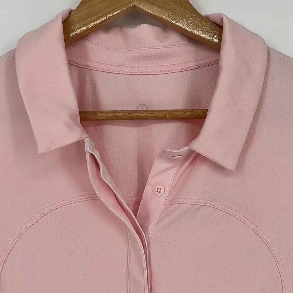 Lululemon Quick-Drying Short Sleeve Polo Shirt RARE Strawberry Milkshake Size 10 - Image 2