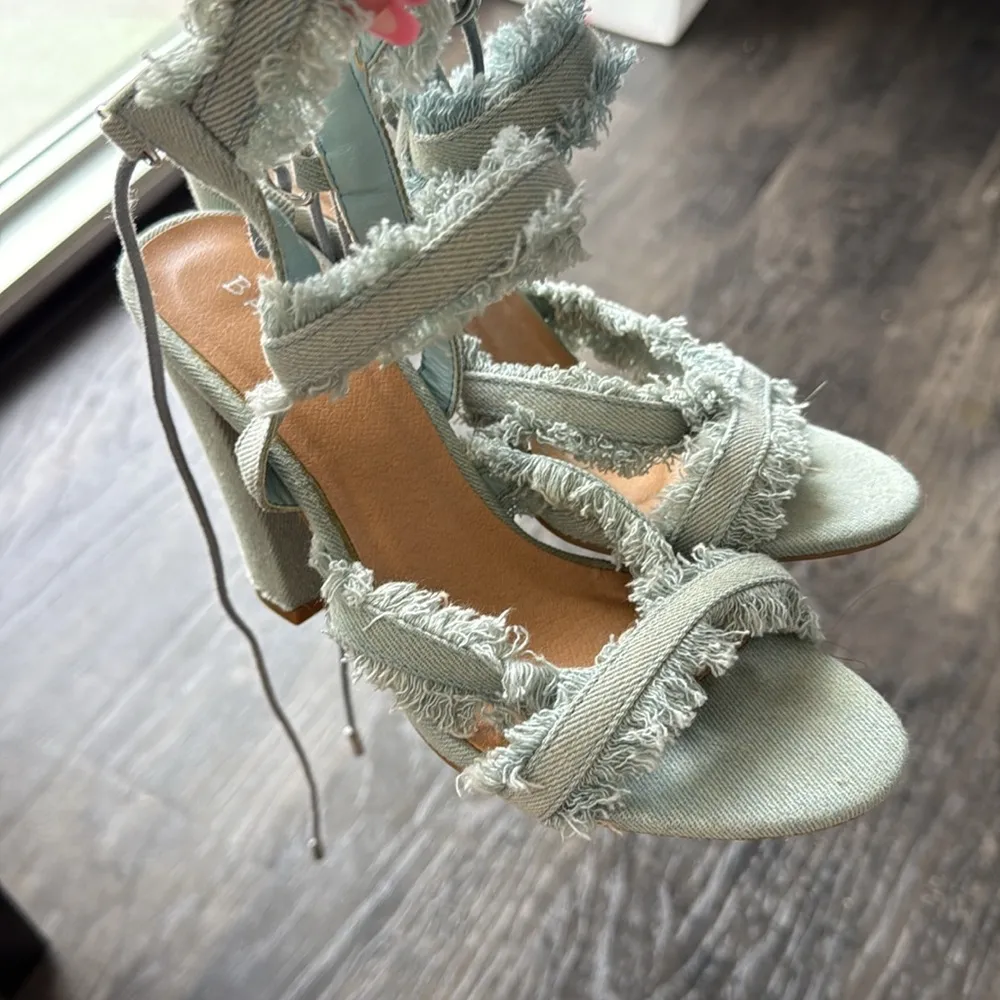 Bamboo  Blue Denim Women's Heels - Image 3