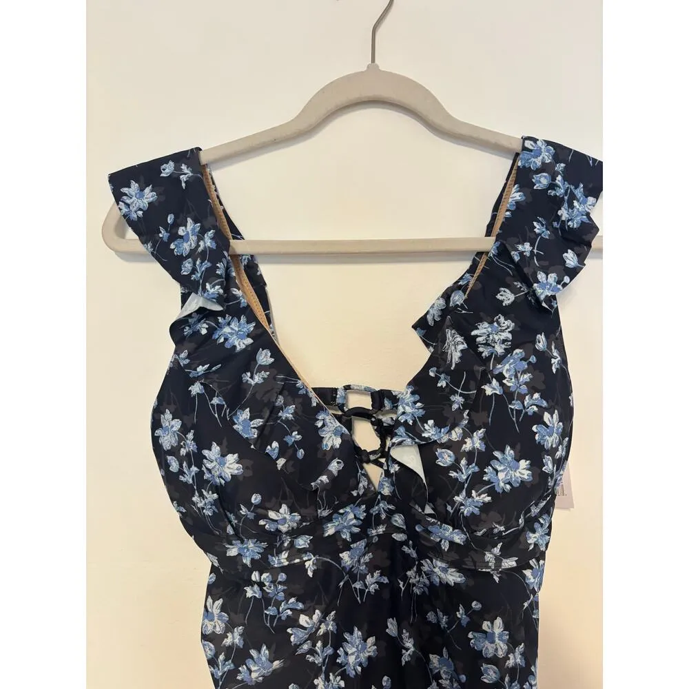 NWT A Pea in the Pod Ruffled Maternity One
Piece Floral Swimsuit Blue Size M - Image 2